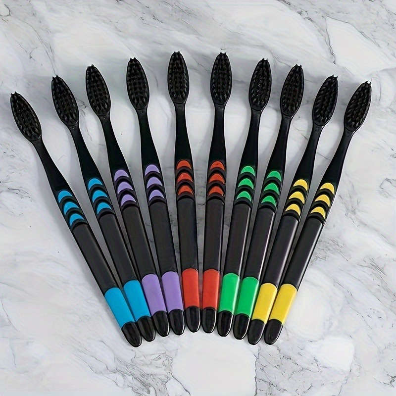 10pcs Multicolor Soft Bamboo Charcoal Toothbrushes