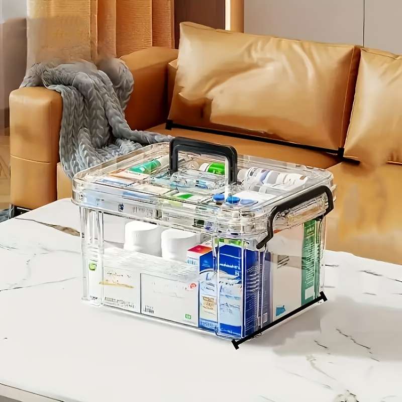 1pc, Large Capacity Double-Layer Medicine Organizer Box