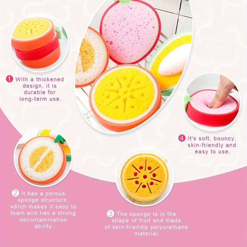 1pc Soft Fruit-Shaped Konjac Bath Sponge
