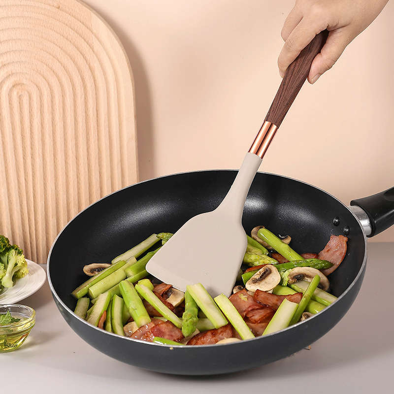 1pc Premium Silicone Spatula Set With Wood Grain Handle - Heat