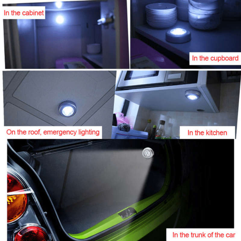 3 Led Touch Light Round, Stick-On Cabinet Night Light
