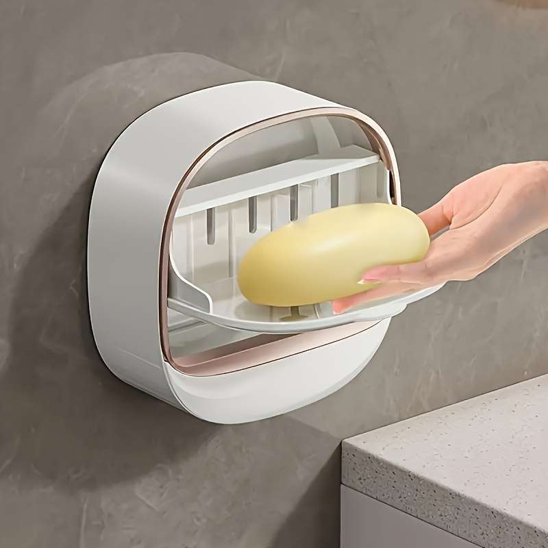 Easy-Install No-Drill Double Layer Soap Dish With Lid