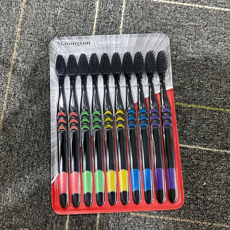 10pcs Multicolor Soft Bamboo Charcoal Toothbrushes