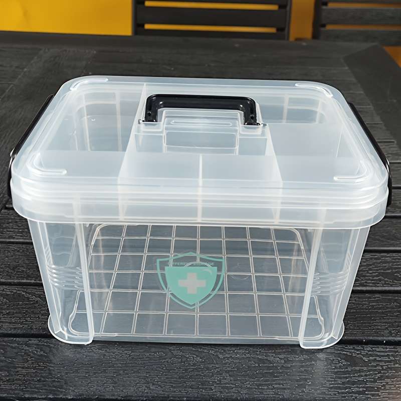 1pc, Large Capacity Double-Layer Medicine Organizer Box