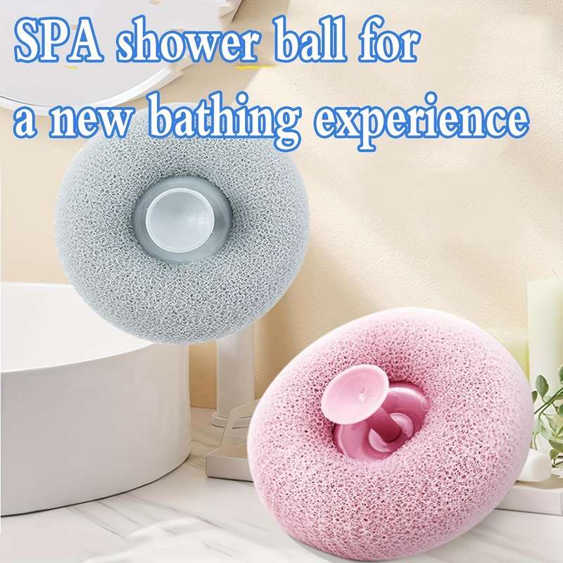 Exfoliating Shower Brush With Suction Cup - Massage Bath Sponge Bal