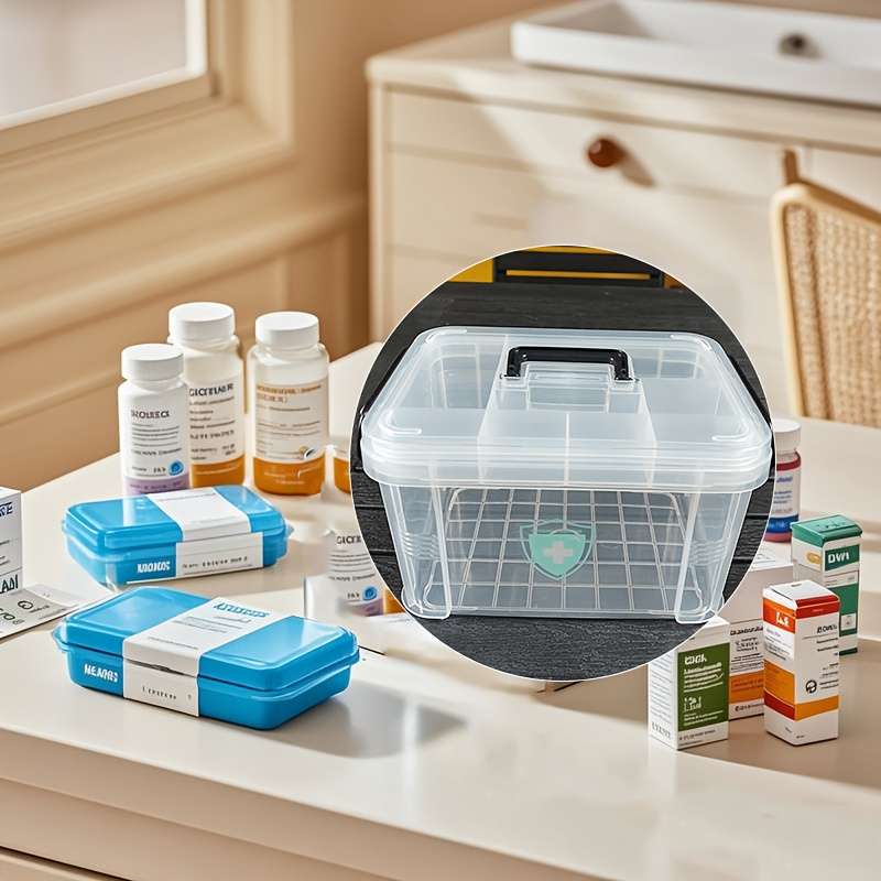 1pc, Large Capacity Double-Layer Medicine Organizer Box