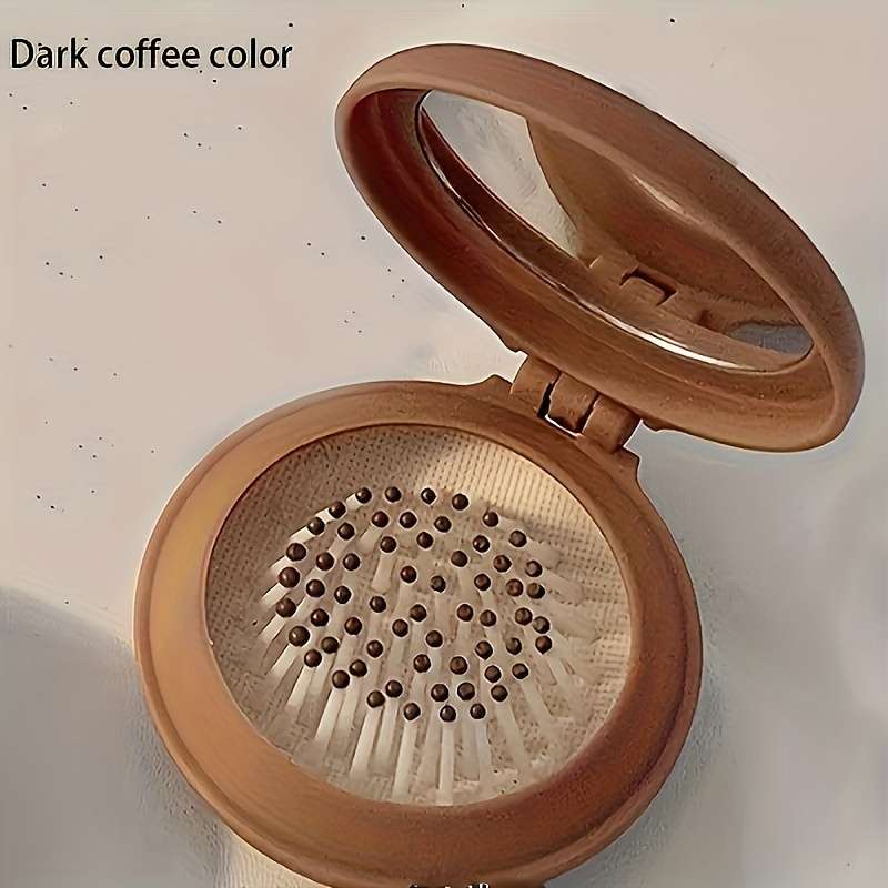 1pc Travelmate Portable Folding Hair Brush With Mirror