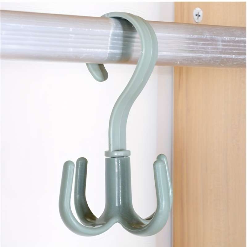 4pcs 360-Degree Rotatable Four-Claw Hook For Wardrobe And Tie Drying