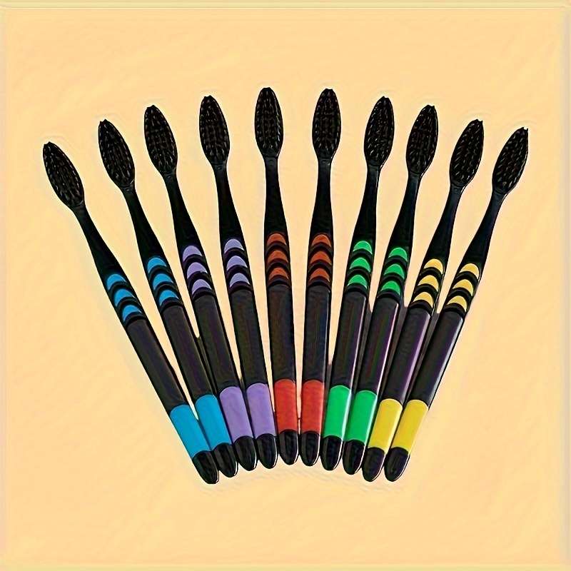 10pcs Multicolor Soft Bamboo Charcoal Toothbrushes