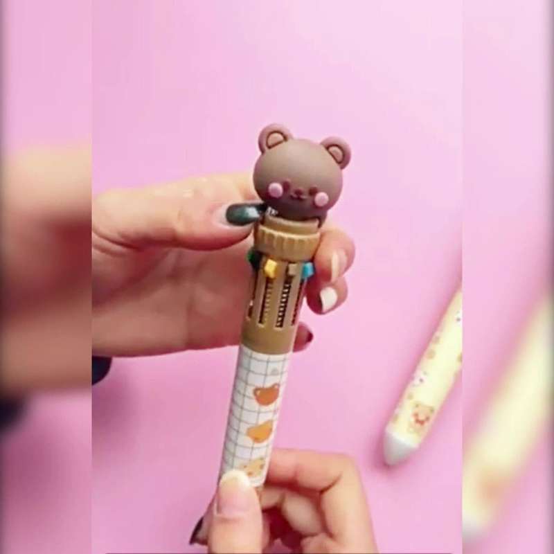 1 10-Color Cute Cartoon Panda Ballpoint Pen