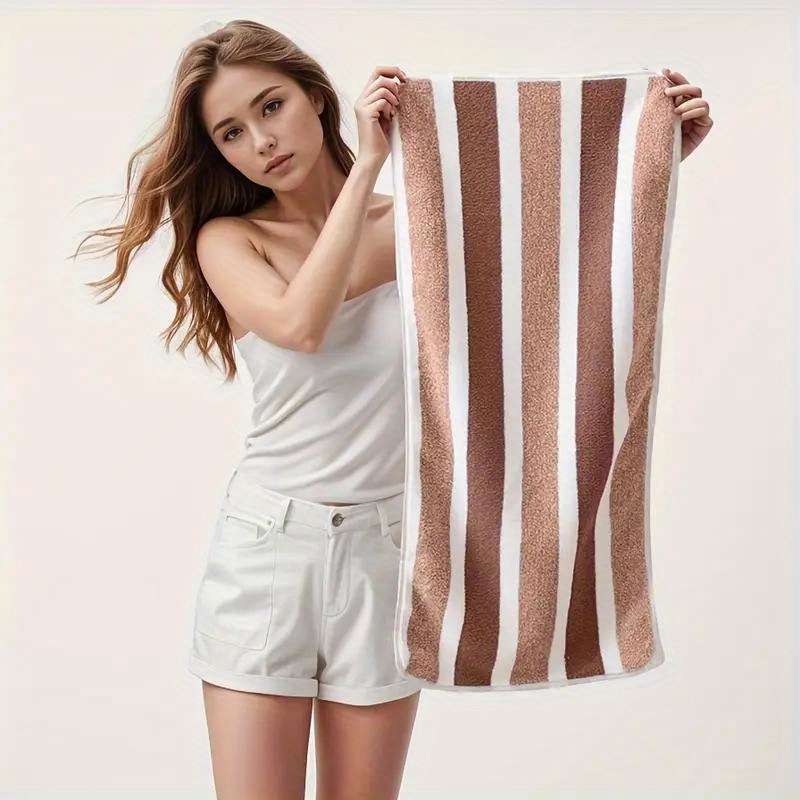 Striped Ultra-Soft Bath Towels, Coral Fleece