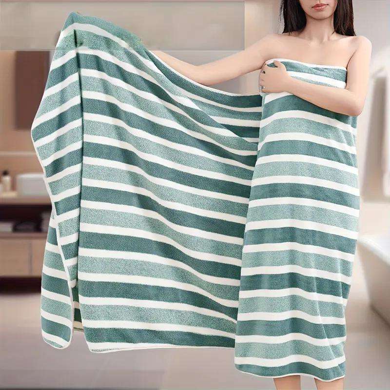 Striped Ultra-Soft Bath Towels, Coral Fleece