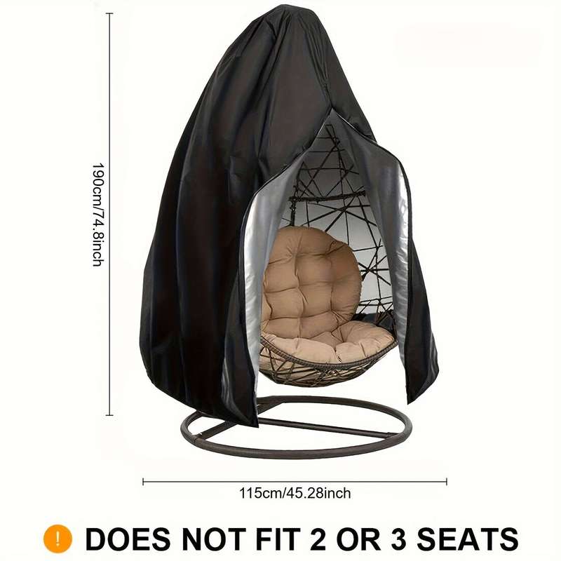 Waterproof Black Egg Chair Cover With Zipper - Durable Polyester Outdoor Furniture Protector For Sin