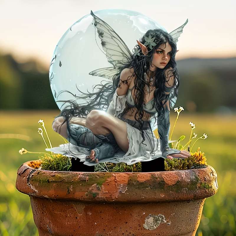 2D Flat, 1pc Art Deco Acrylic Fairy Girl Garden Stake