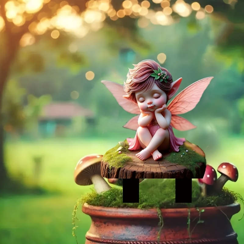 Room Decor 1pc Bohemian Style Winged Fairy Acrylic Garden Plaque