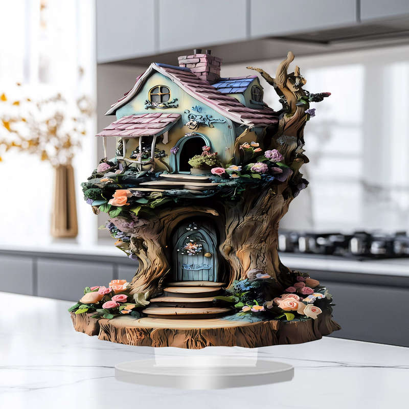 1pc Boho Style Acrylic Magic Tree House Statue