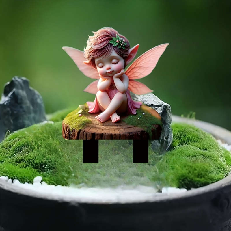 Room Decor 1pc Bohemian Style Winged Fairy Acrylic Garden Plaque