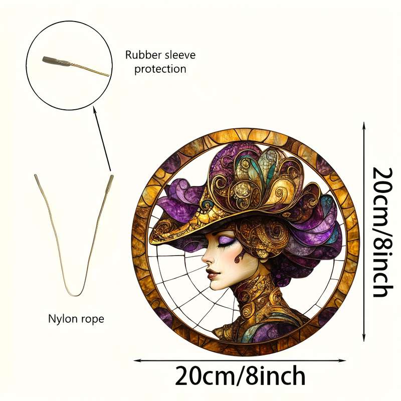 Bohemian Style Woman With Hat Suncatcher- Spring Home & Garden Decor