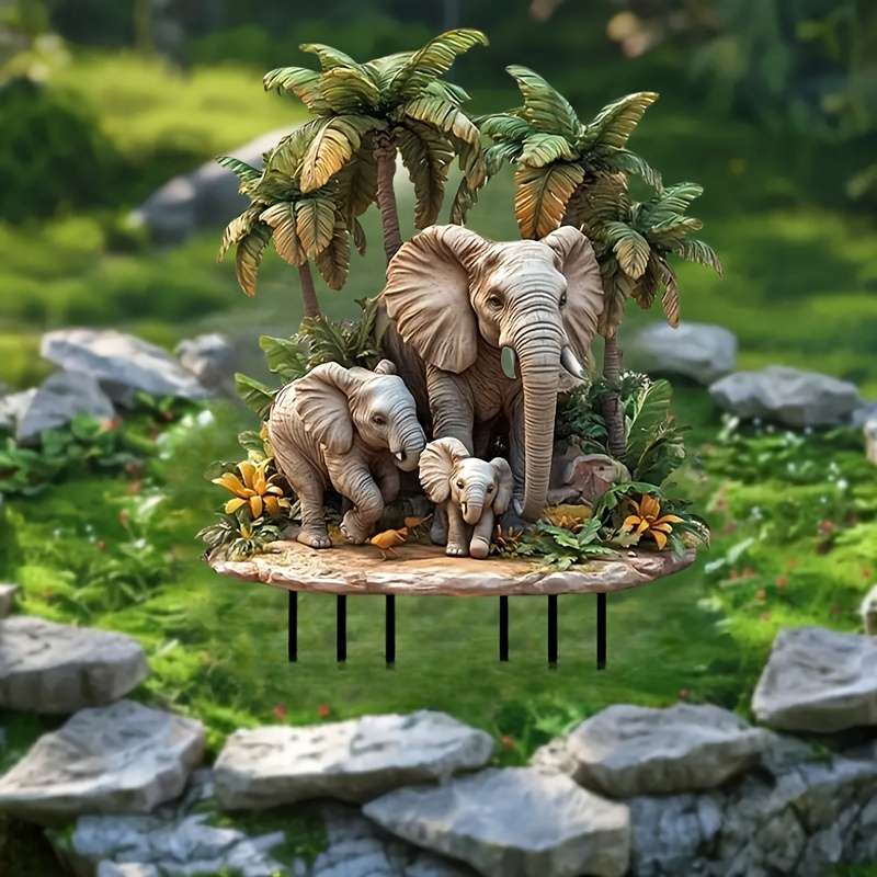 Boho-Chic Acrylic Elephant Garden Stake