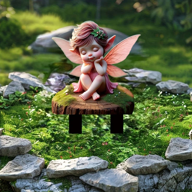 Room Decor 1pc Bohemian Style Winged Fairy Acrylic Garden Plaque