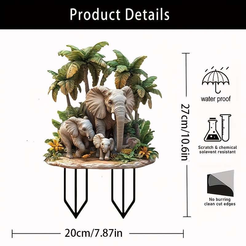 Boho-Chic Acrylic Elephant Garden Stake