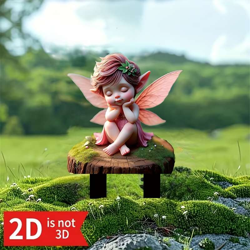 Room Decor 1pc Bohemian Style Winged Fairy Acrylic Garden Plaque