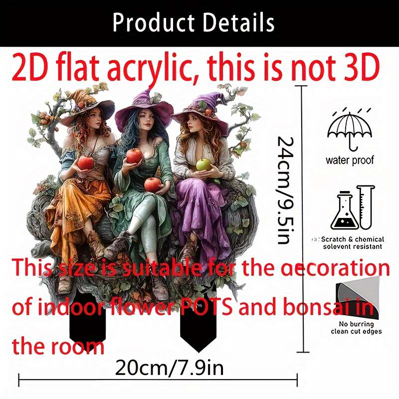 1pc 20x24cm/7.9x9.5in Hot-Selling Bohemian Style Acrylic Witch Garden Insert Card