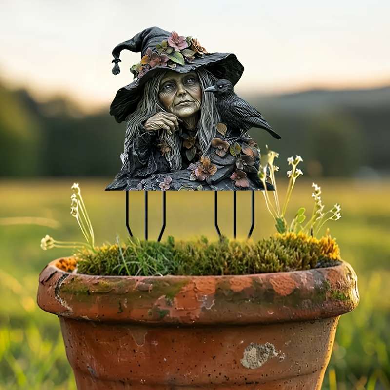 Boho-Chic Acrylic Witch Garden Stake