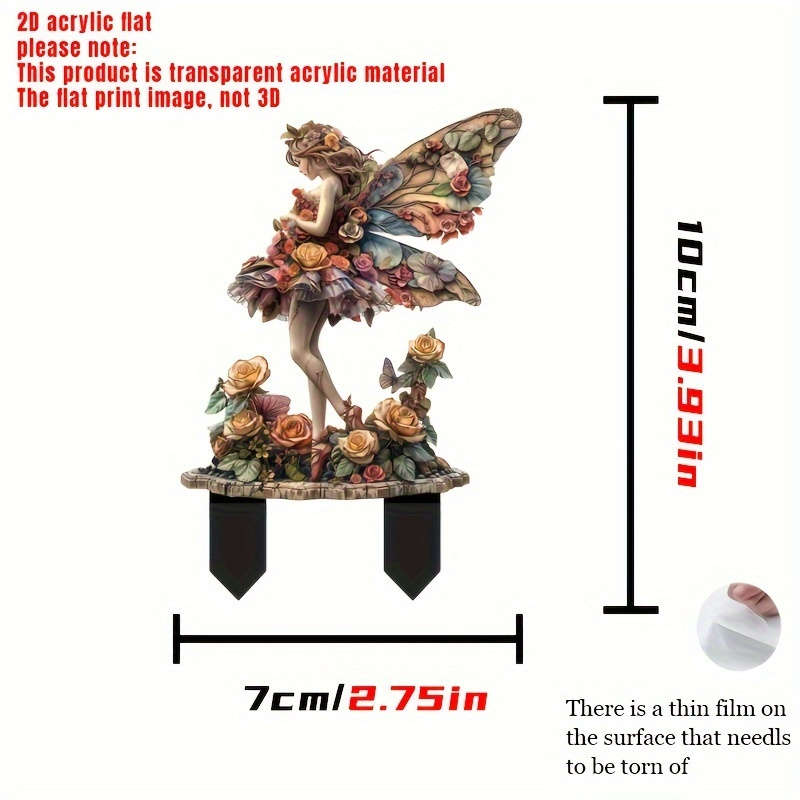 Bohemian Style Acrylic Fairy Statue With Butterfly Wings And Floral Accents