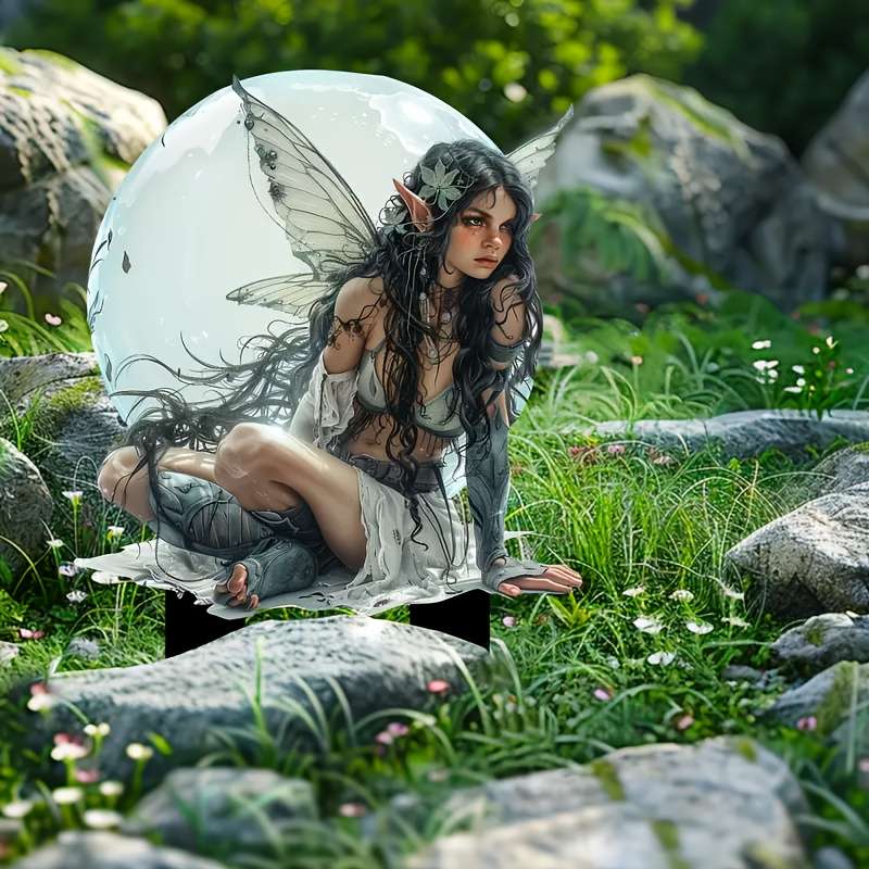2D Flat, 1pc Art Deco Acrylic Fairy Girl Garden Stake