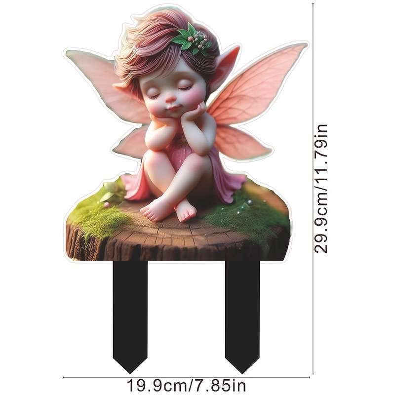 Room Decor 1pc Bohemian Style Winged Fairy Acrylic Garden Plaque
