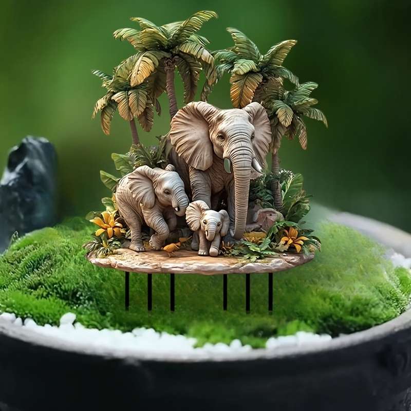 Boho-Chic Acrylic Elephant Garden Stake