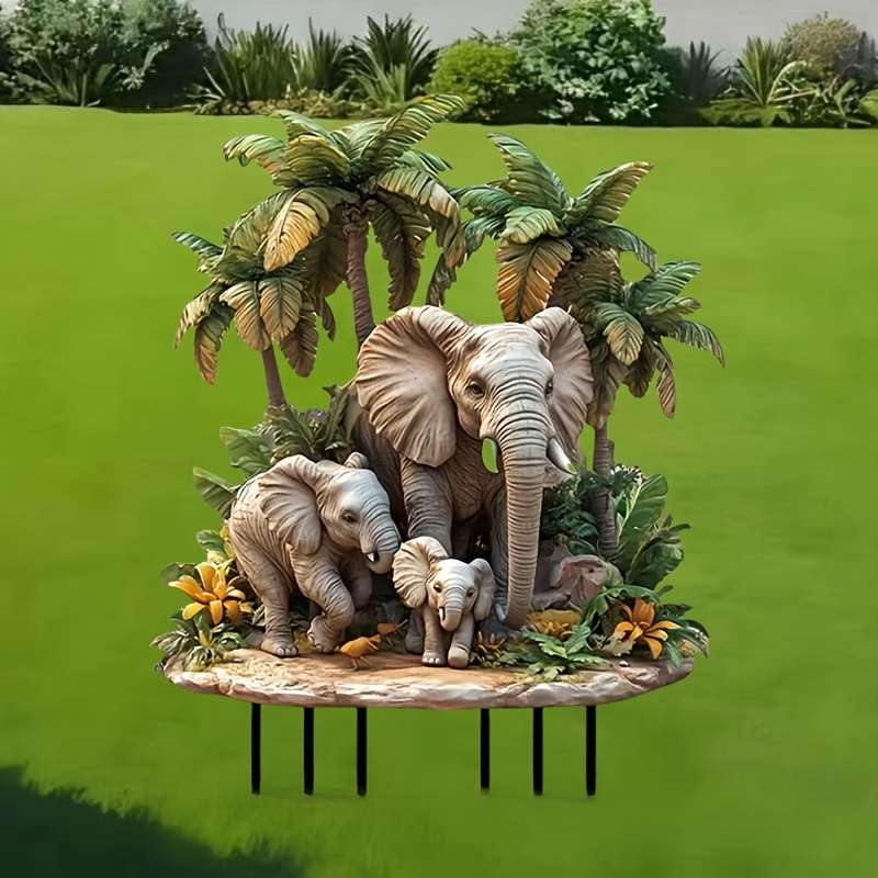 Boho-Chic Acrylic Elephant Garden Stake