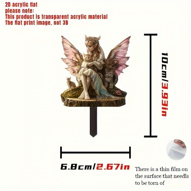 2pcs Bohemian Fairy & Cat Garden Stakes - Acrylic Outdoor Decor