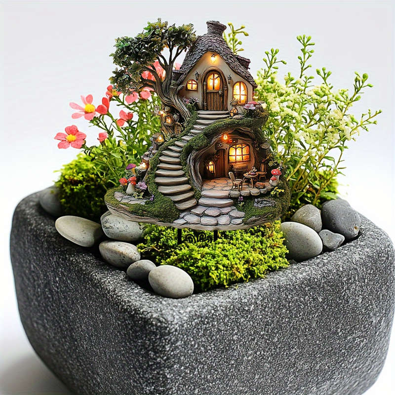 Enchanting Acrylic Fairy Tree House Garden Stake 29.97cm x 20.07cm