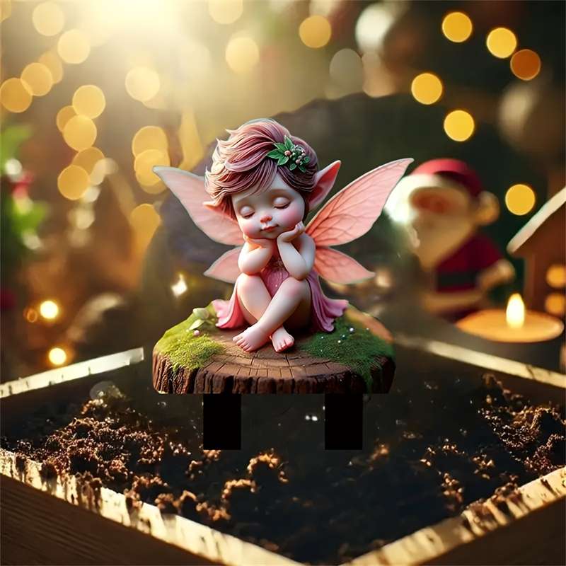 Room Decor 1pc Bohemian Style Winged Fairy Acrylic Garden Plaque