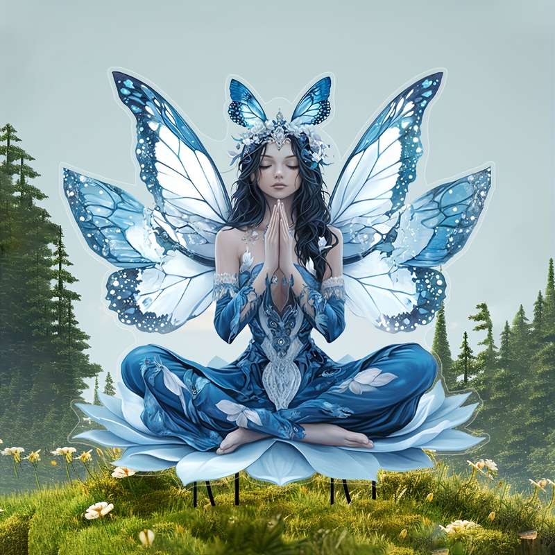 Enchanting Blue Winged Fairy Garden Stake - Acrylic