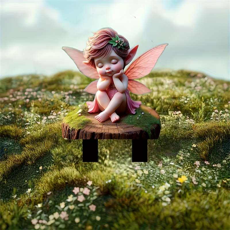 Room Decor 1pc Bohemian Style Winged Fairy Acrylic Garden Plaque
