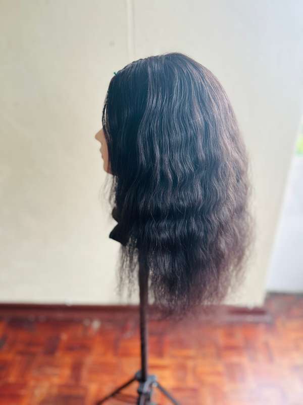 20" WAVY HUMAN HAIR HANDMADE 3 PART WIG