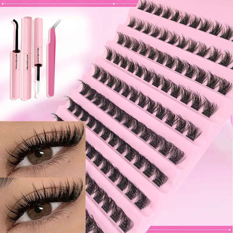 GlamLash Voluminous Natural False Eyelash Kit | Precision Tweezer & Bonding Solution Included