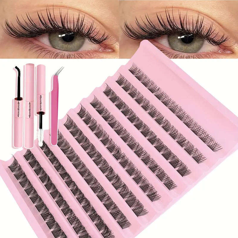 GlamLash Voluminous Natural False Eyelash Kit | Precision Tweezer & Bonding Solution Included