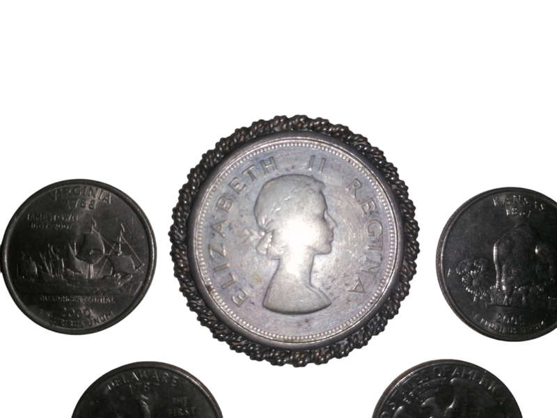 1954 SA Silver 2 1/2 Shilling & 6 American Quarter Dollars