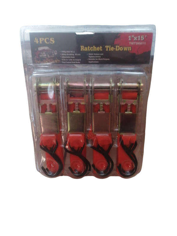 4 Pcs Tie Down Ratchet Straps