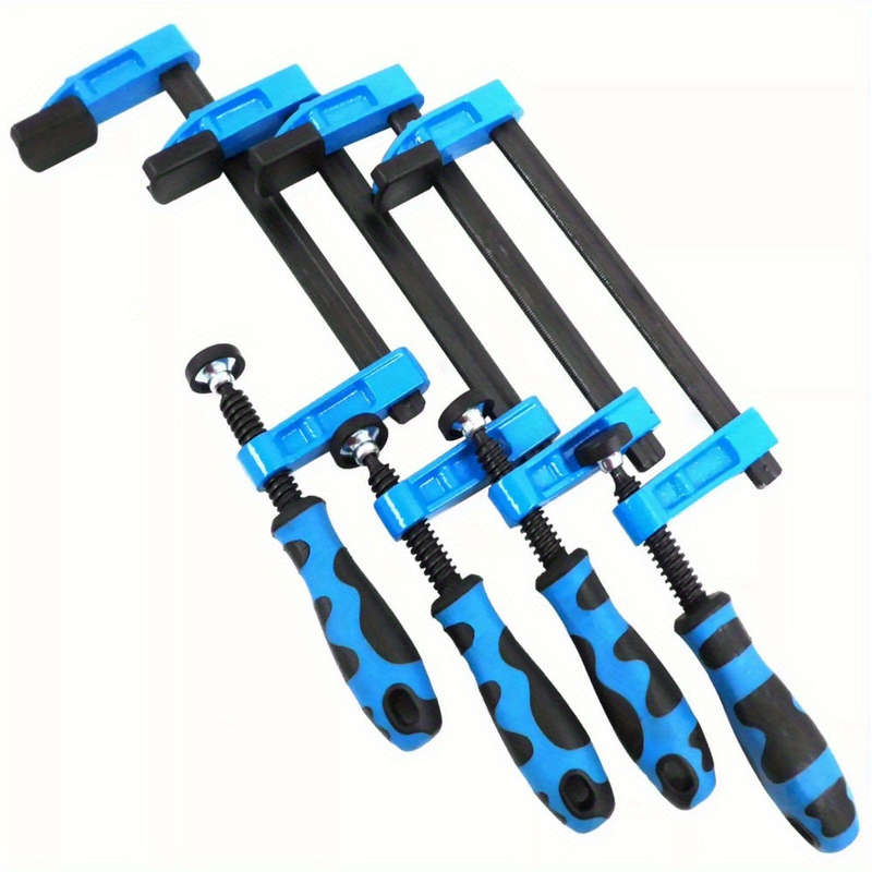 4-Pack Quick Adjust F-Type Pole Clamp Set For Woodworking - Durable Metal Pole Clamps