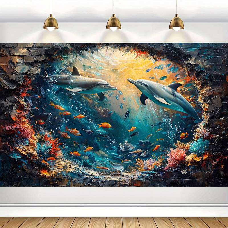 Underwater World Shark And Dolphin Backdrop