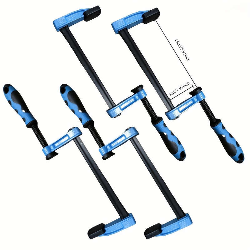 4-Pack Quick Adjust F-Type Pole Clamp Set For Woodworking - Durable Metal Pole Clamps