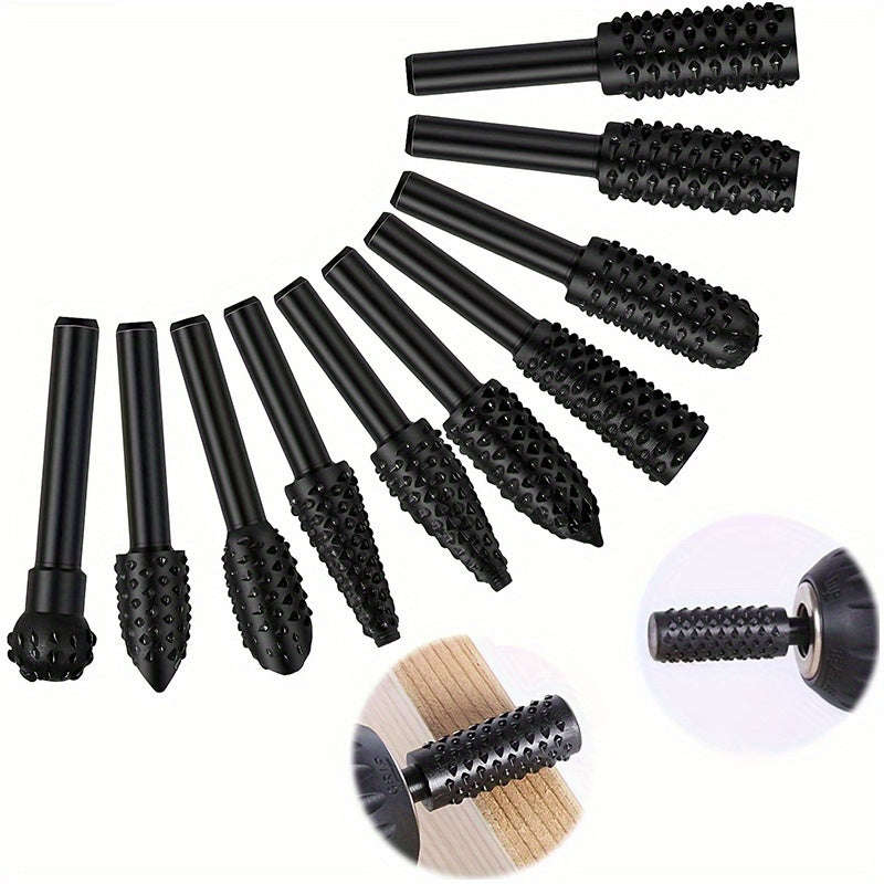 Convenient 5-Piece Wood Carving File and Drill Set
