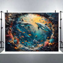 Underwater World Shark And Dolphin Backdrop