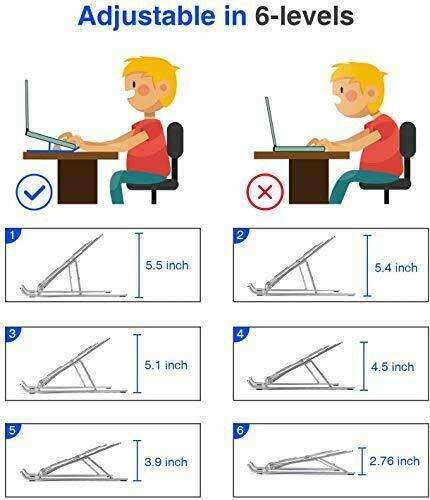 Portable Laptop Computer Stand Aluminum Alloy 6 Angles Adjustable For Laptop Computer Tablet