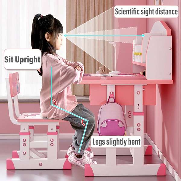 Convenient Children's Adjustable Study Table Home Desktop Combination Ergonomic Children's Chair Pin